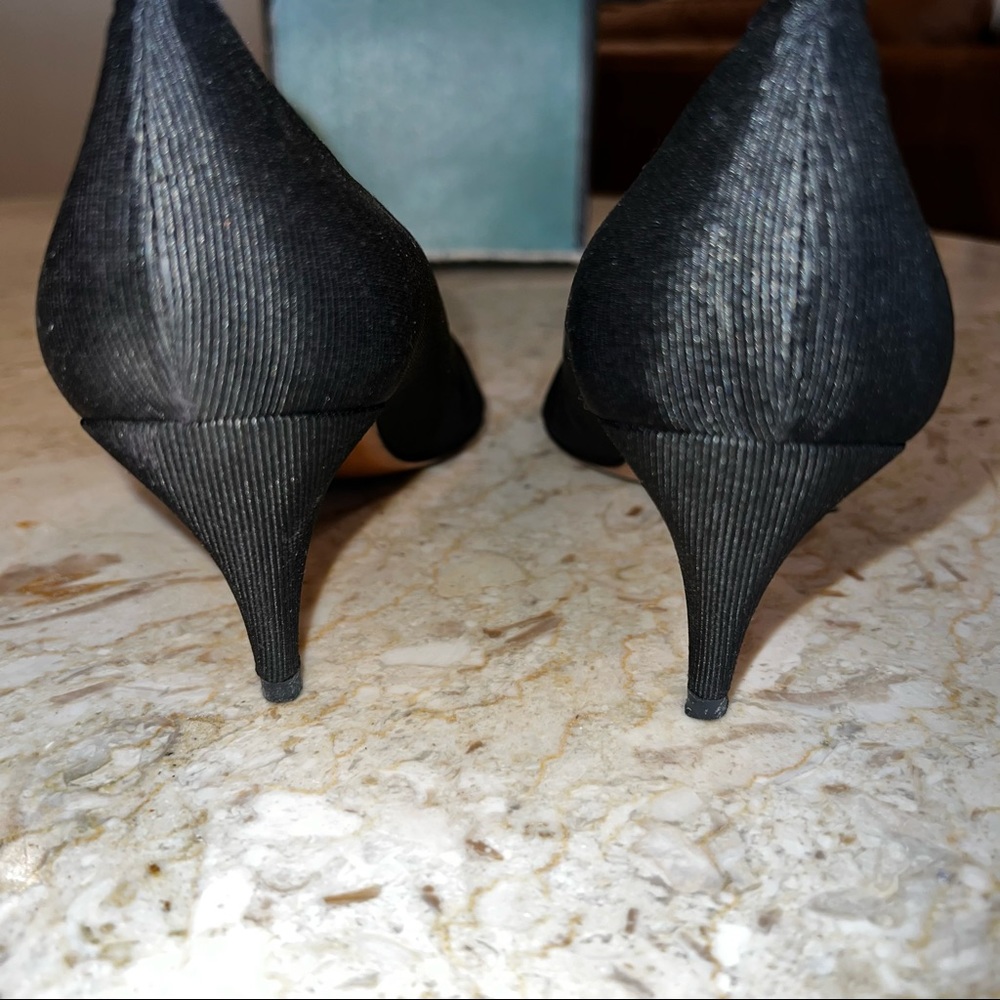 Vintage Regina 80s Black Leather Lined Almond Toe Heels. Size 8.5 Narrow - Picture 6 of 10